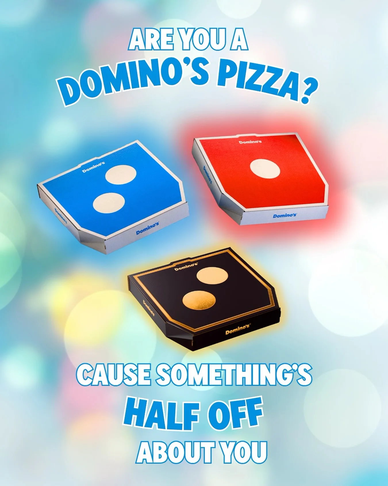 get it?? because all menu-priced pizzas are 50% off thru 6/7! image